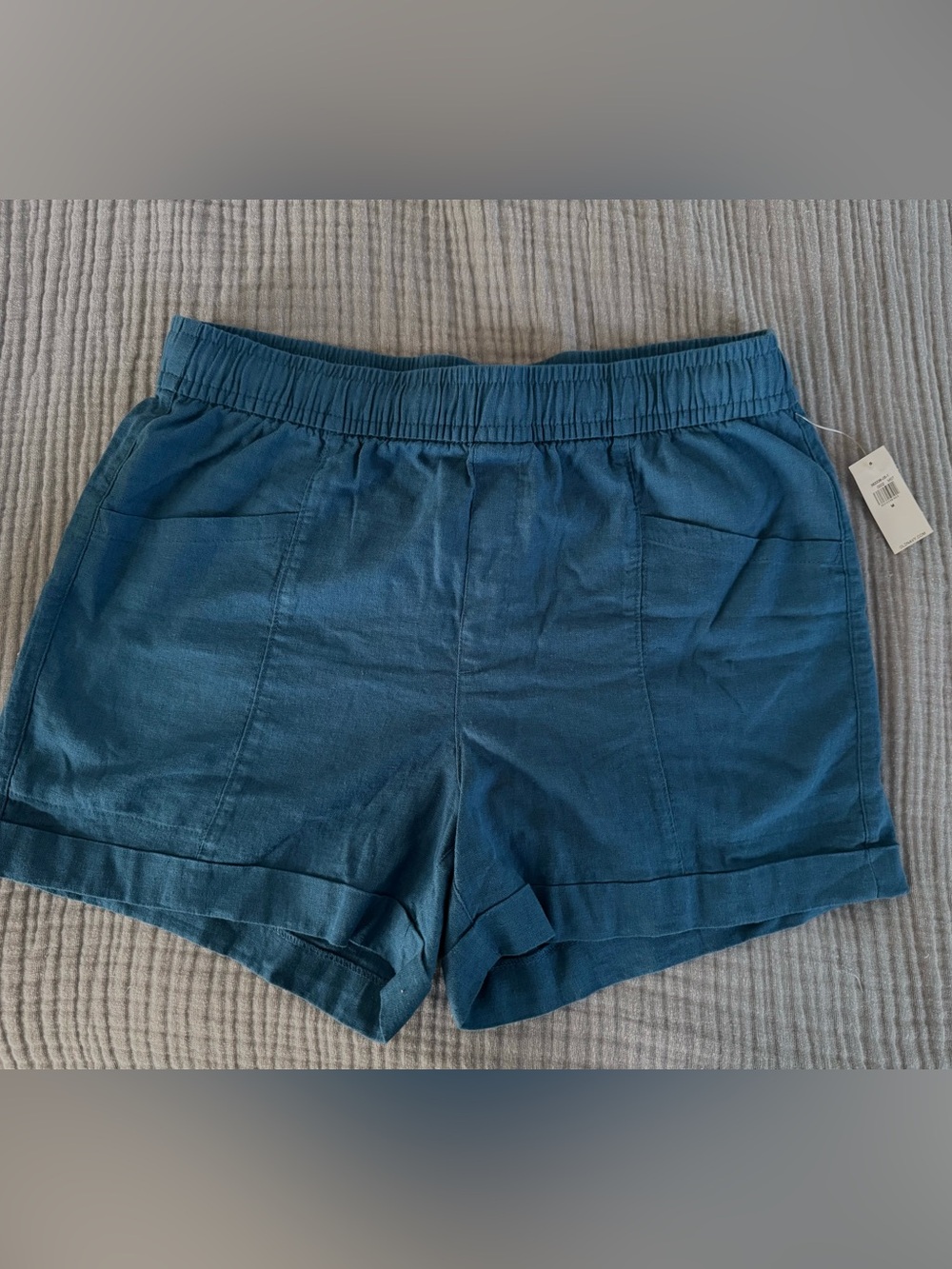 Old Navy Teal Linen Blend Pull-On Shorts Size Medium NWT